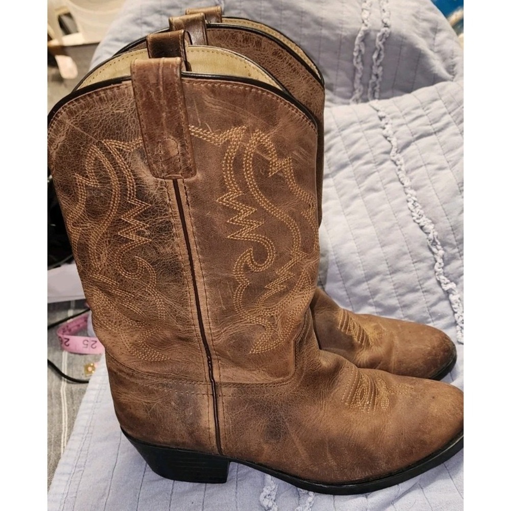 Laredo Maddie Women's Distressed Cowboy Boots in Tan Leather Size 5.5 Brown